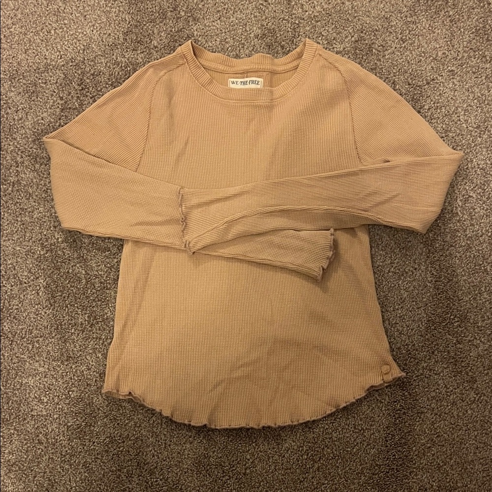 We The Free Light Brown Ribbed Long Sleeve
